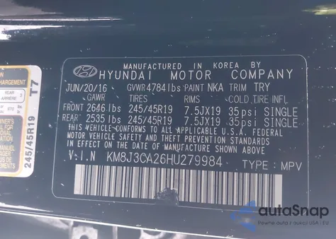 2017 Hyundai Tucson Sport from USA, damaged, VIN KM8J3CA26HU279984